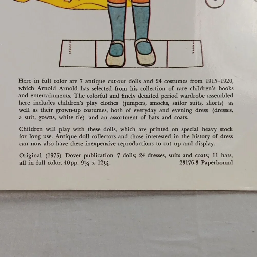 Vintage  Antique Paper Dolls 1915-1920 Edited by Arnold Arnold Uncut Full Color